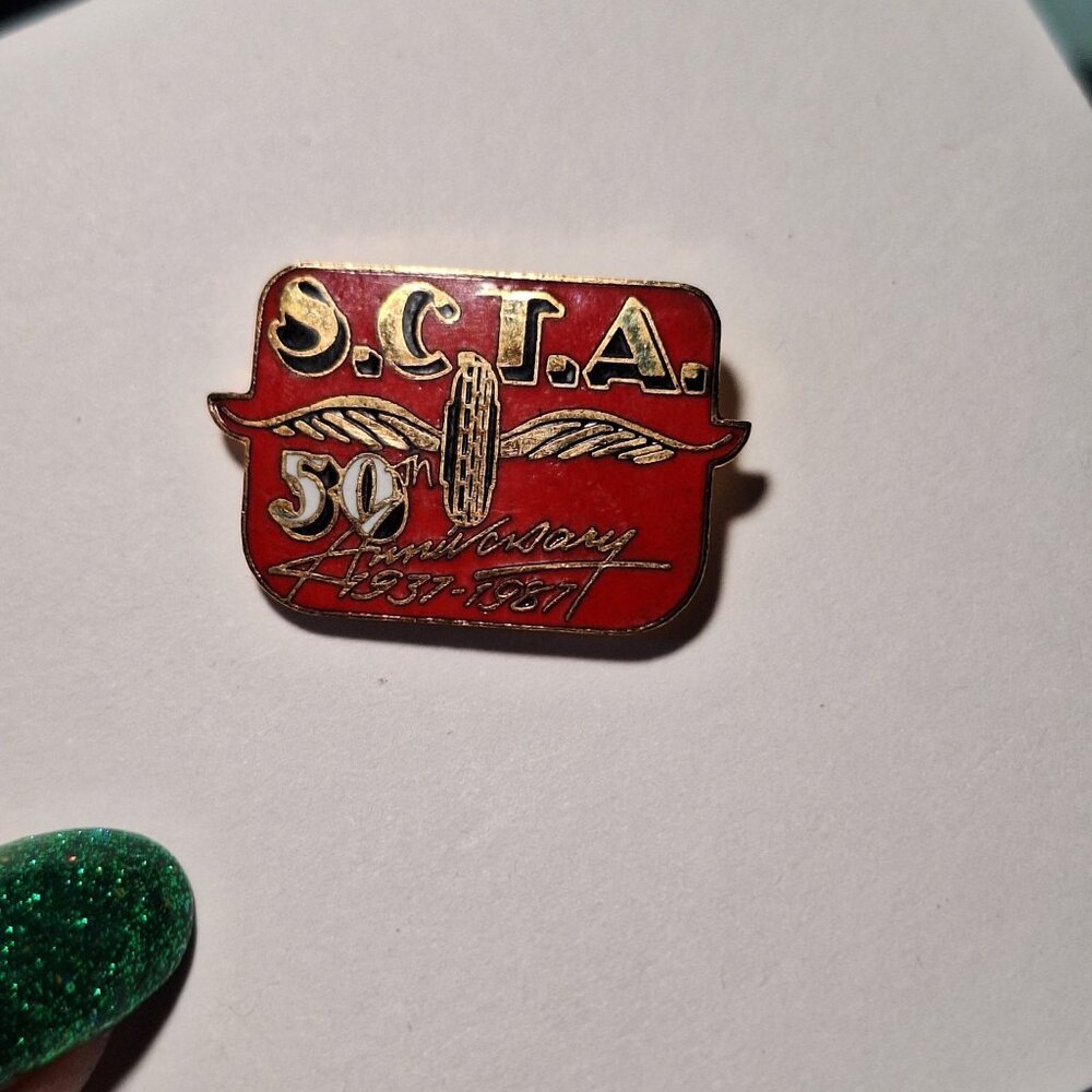 VTG SOUTHERN CALIFORNIA TIMING ASSOC INDY CAR 50TH ANNIVERSARY ENAMEL LAPEL PIN